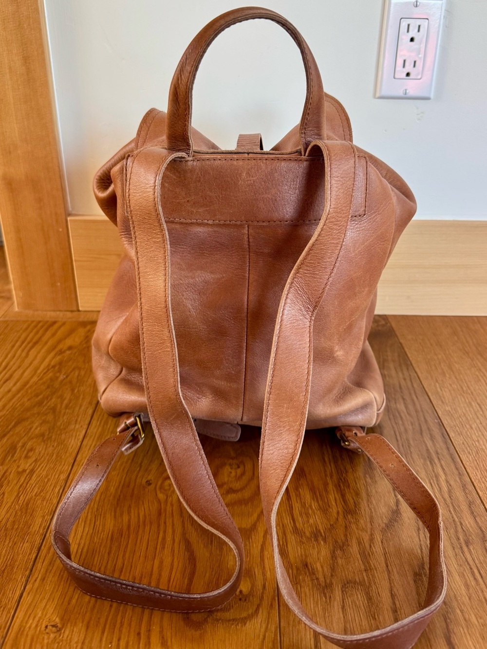 Madewell Backpack Cognac Brown The Transport 100% Leather and optional wallet - Picture 2 of 7